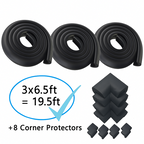 Evokids Jumbo Thick Edge And Corner Protectors For Baby Proofing (20ft Edge + 8 Corners) Black