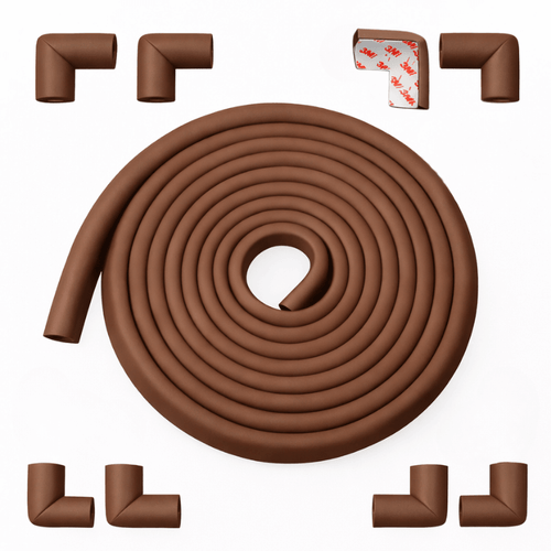 Evokids Jumbo Thick Edge And Corner Protectors For Baby Proofing (20ft Edge + 4 Corners) Brown