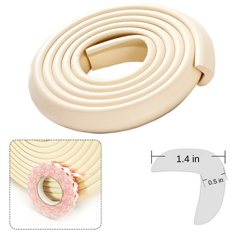 Evokids Jumbo Thick Edge And Corner Protectors For Baby Proofing (20ft Edge + 4 Corners) Cream