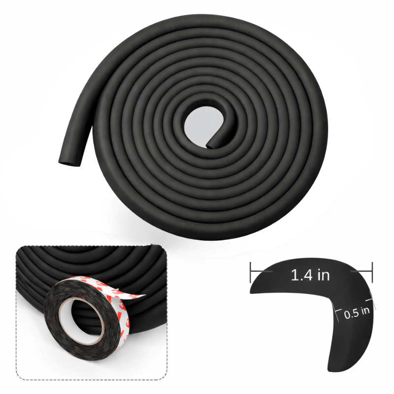 Evokids Jumbo Thick Edge And Corner Protectors For Baby Proofing (20ft Edge + 8 Corners) Black