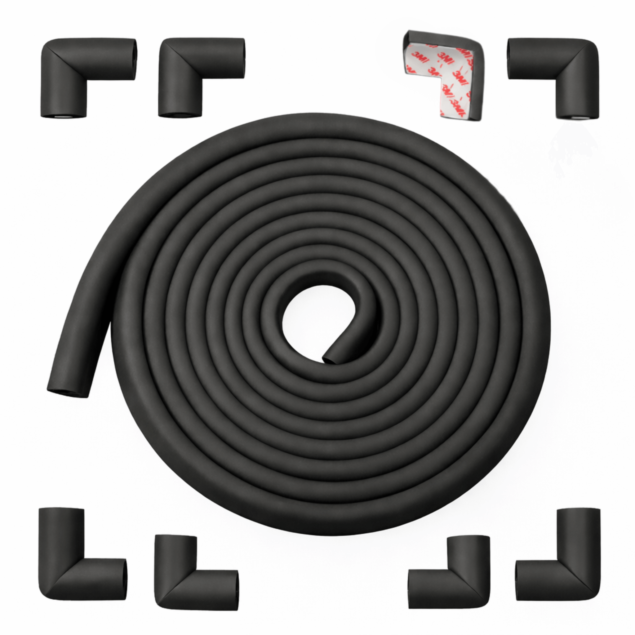 Evokids Jumbo Thick Edge And Corner Protectors For Baby Proofing (20ft Edge + 8 Corners) Black